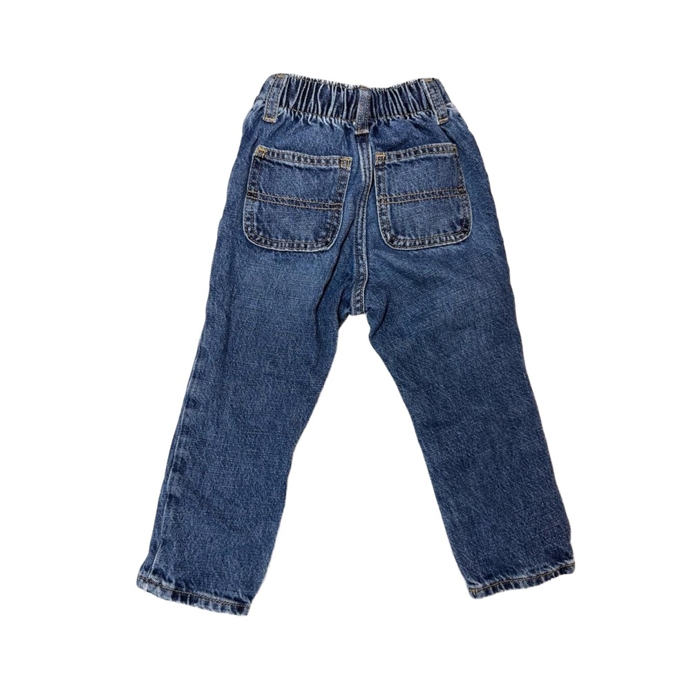 Old Navy Jeans 18-24M Unisex Blue Distressed Button Fly Elastic Waistband Cotton - Picture 3 of 6